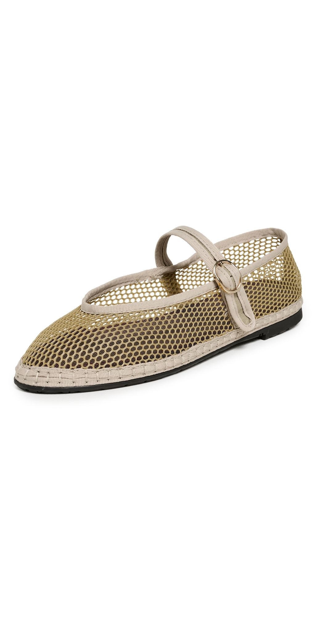 Flabelus Isabella Mesh Mary Jane Flats Khaki 39