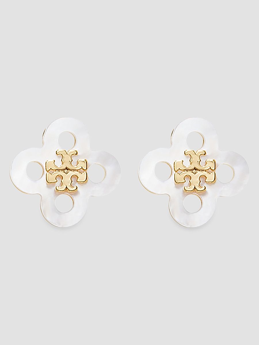 Women's Forget Me Not 18K-Gold-Plated & Mother-Of-Pearl Clover Stud Earrings - Tory Gold Ivory