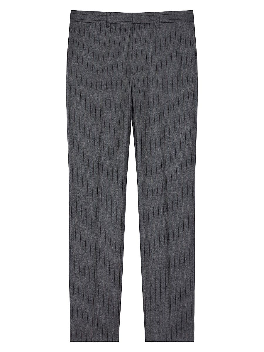 Givenchy Men's Slim Fit Striped Tailored Pants in Wool - Grey Brown - Size 40