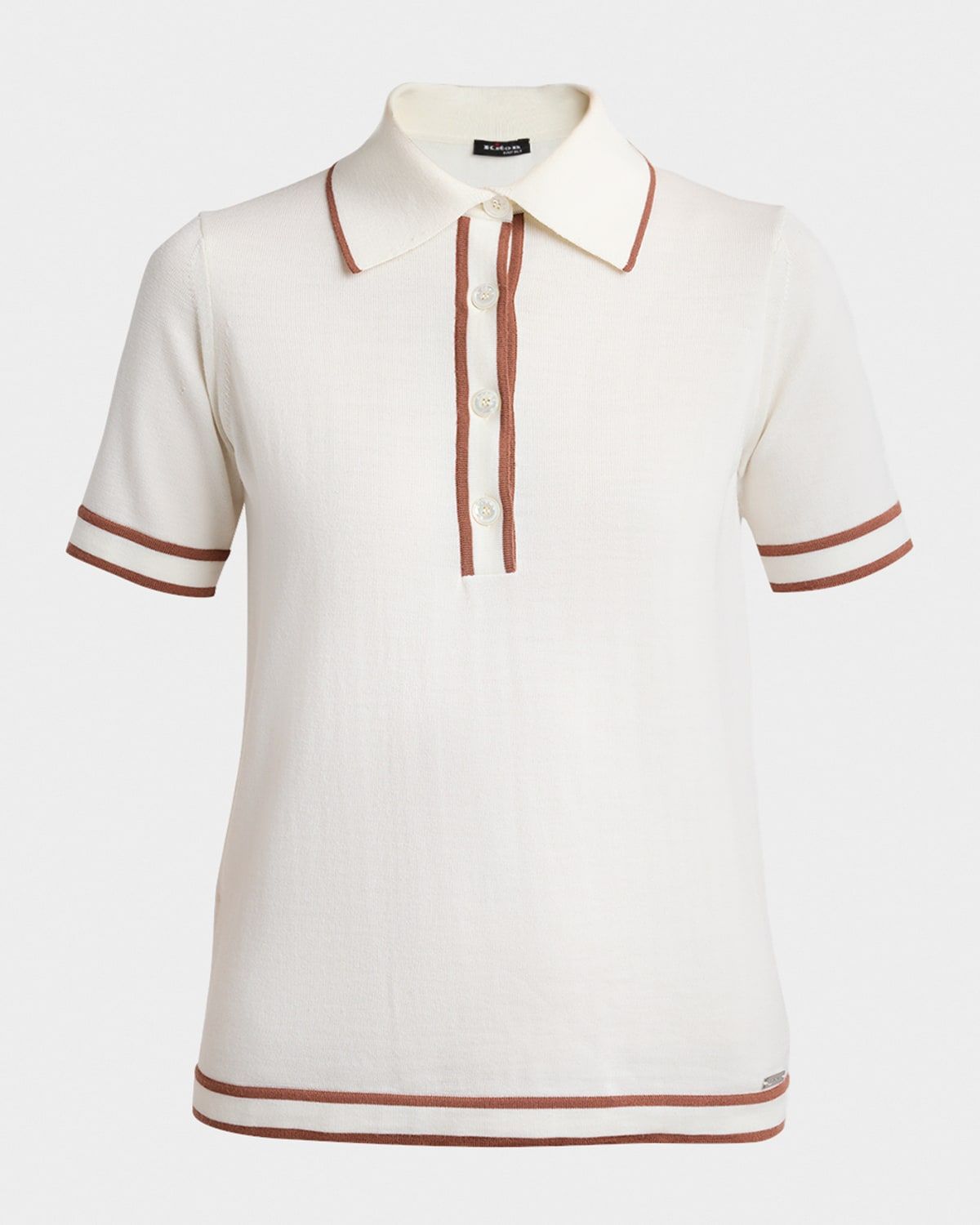 Short-Sleeve Rib Knit Polo Shirt