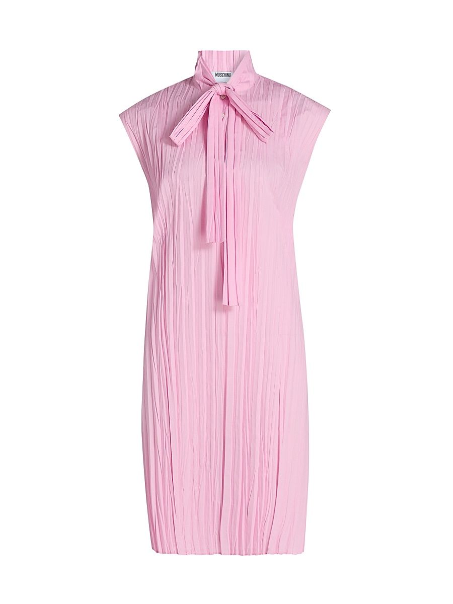 Women's Pleated Tieneck Minidress - Pink - Size 14