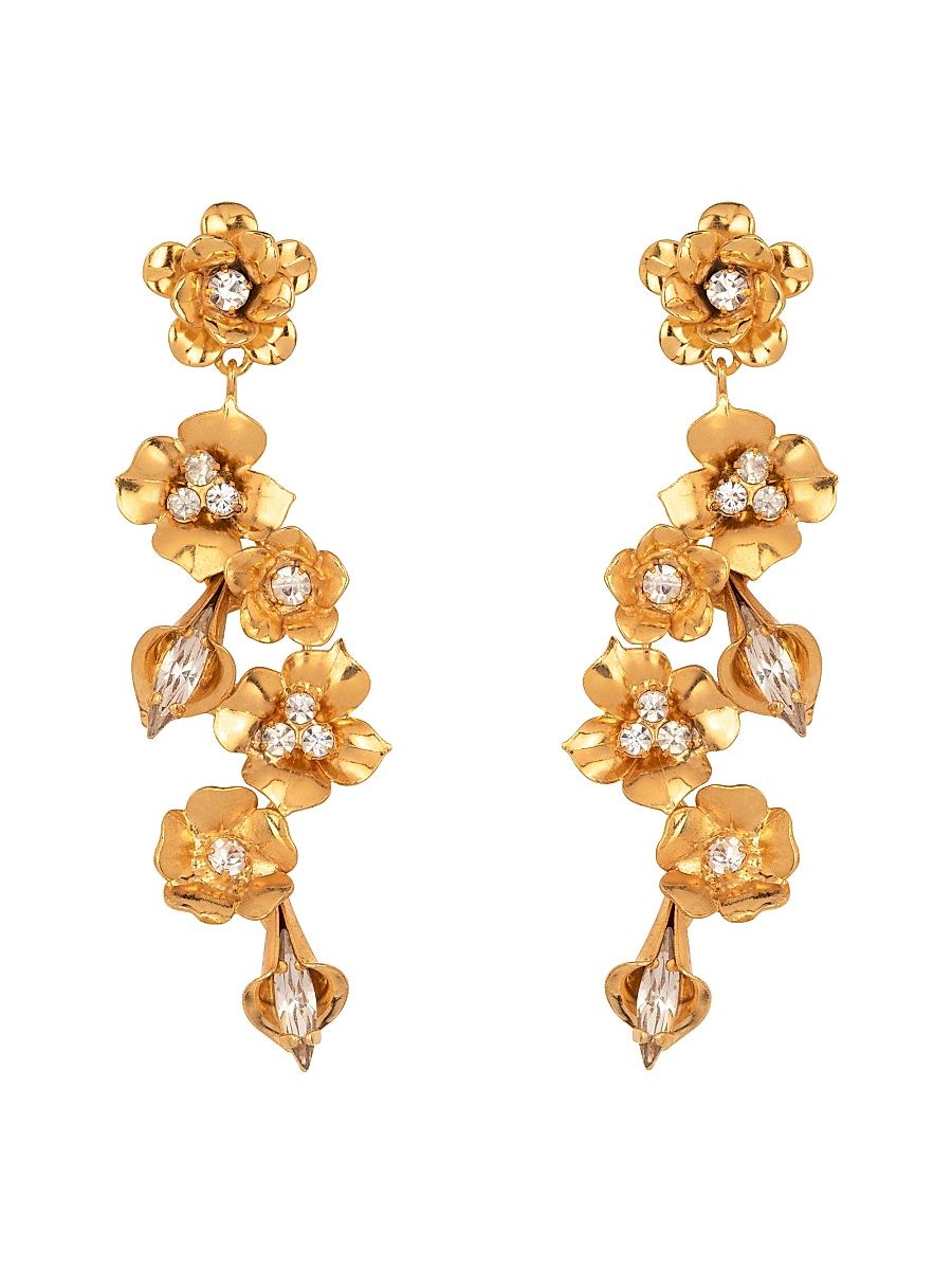 Women's Vanora 18K-Gold-Plated & Crystal Flower Drop Earrings - Gold