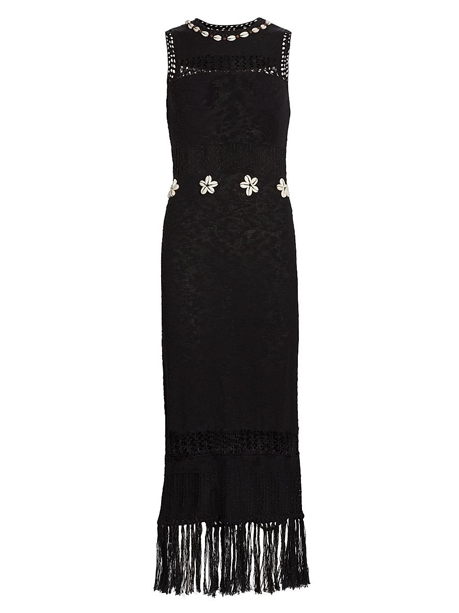 Women's Kiana Stretch-Cotton Knit Midi-Dress - Black - Size Medium