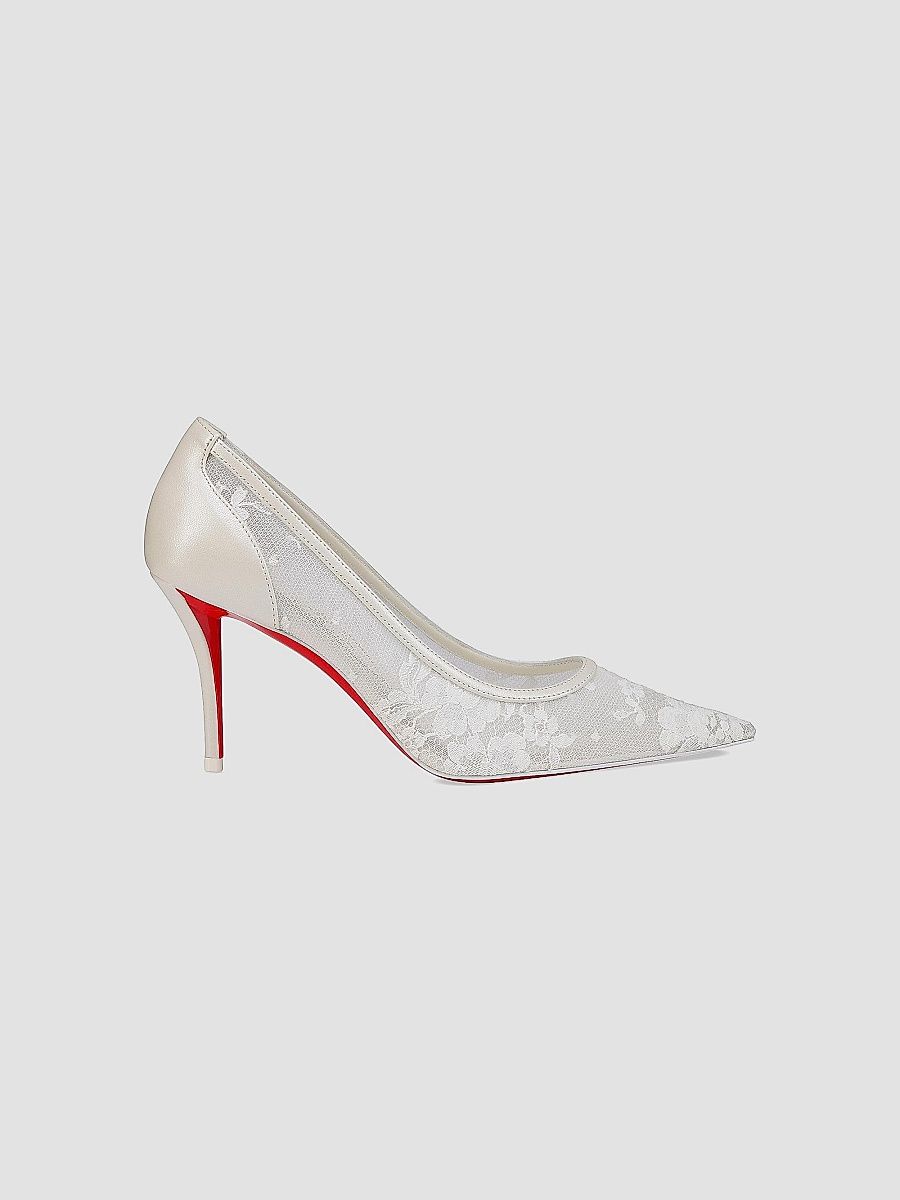 Christian Louboutin Women's Miss Z Mesh 80MM Mesh and Nappa Leather Pumps - Bianco - Size 12