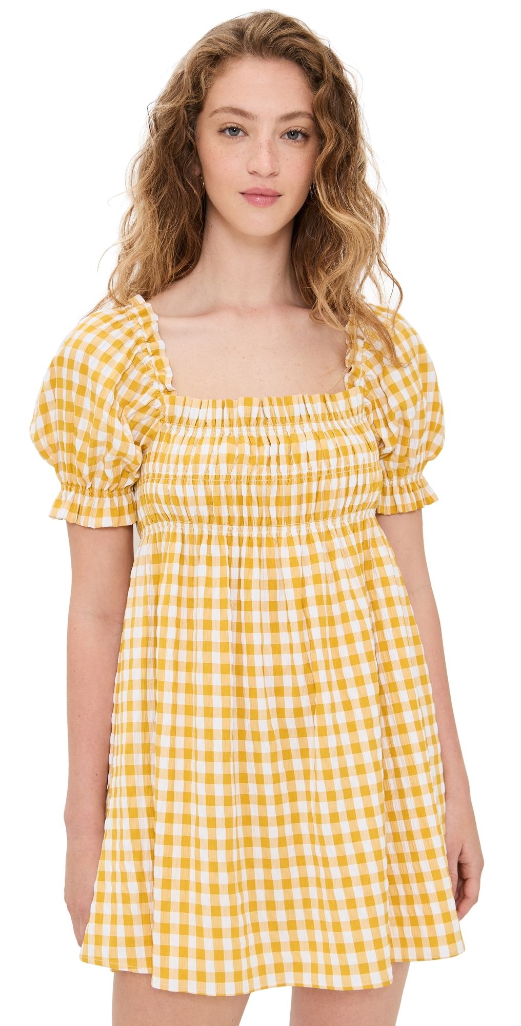 o. p.t Cotton Catalina Dress Yellow Plaid S
