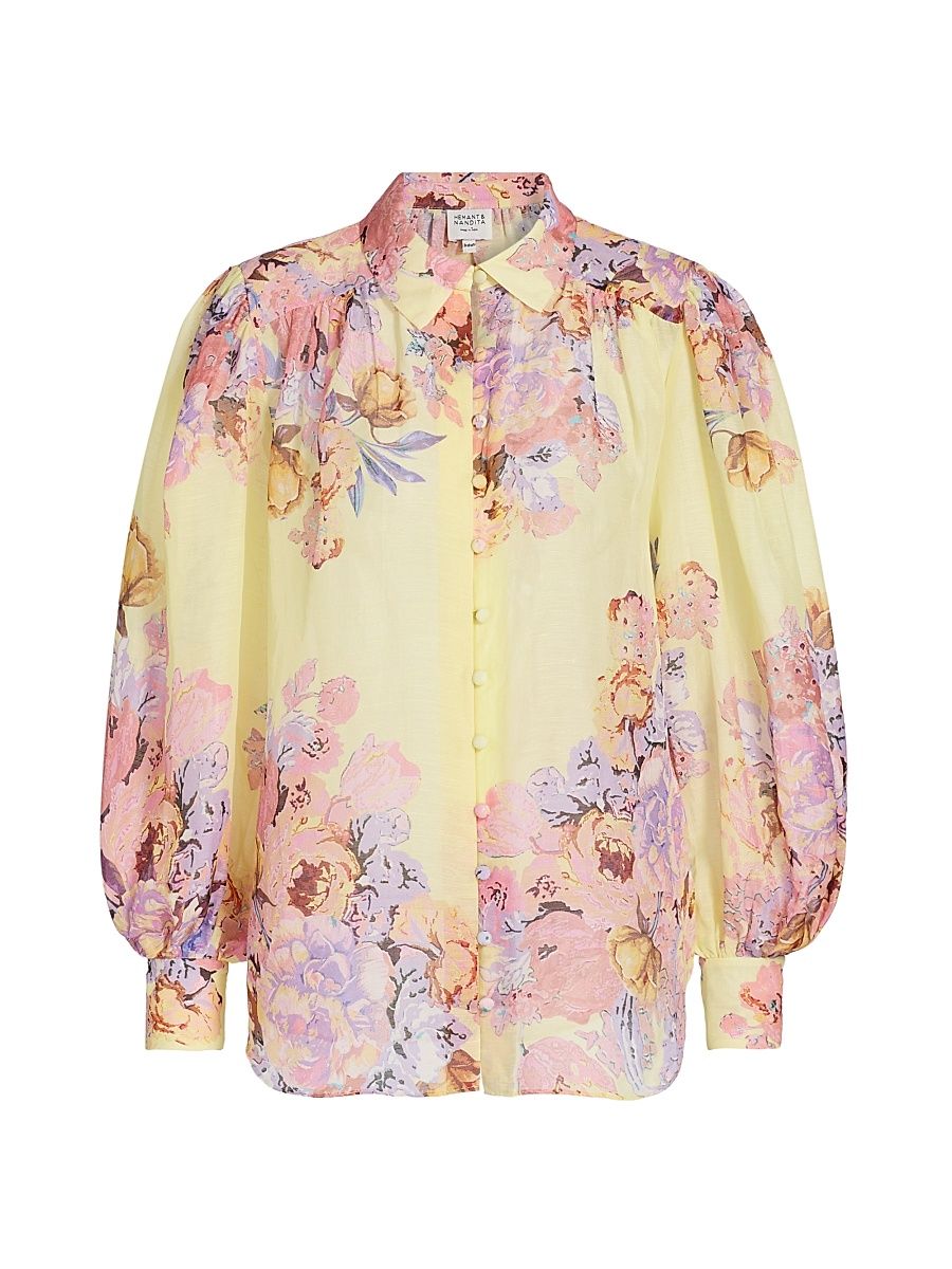 Women's Floral Boho Shirt - Yellow - Size XL
