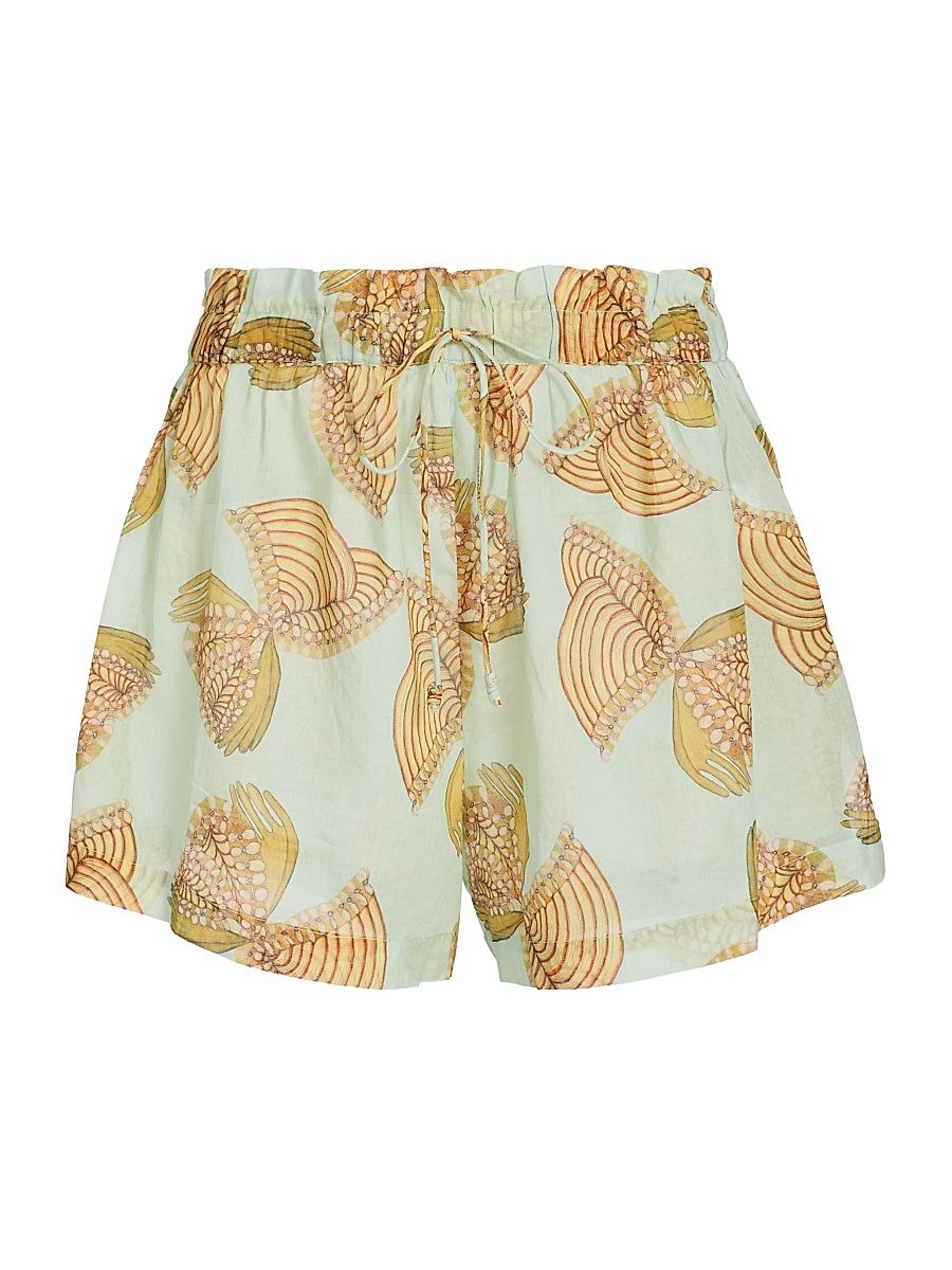 Women's Anna Zemankova Bijou Printed Coverup Shorts - Water Blossoms - Size Large