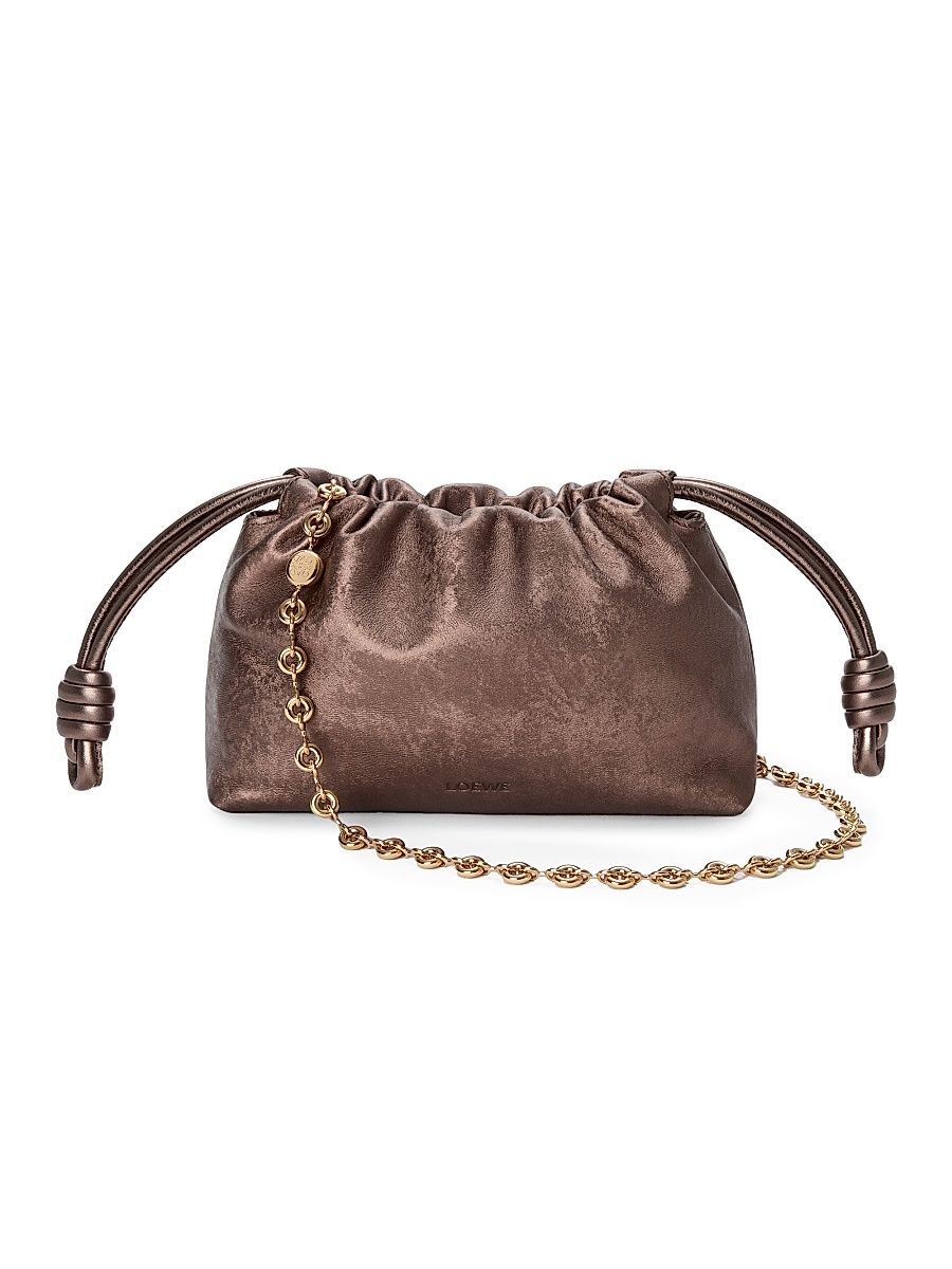 Women's Mini Flamenco Metallic Leather Clutch - Silver