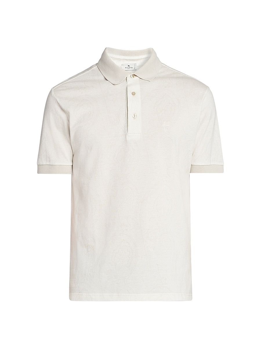 Men's Roma Cotton Polo Shirt - Stampado Bianco - Size XXL