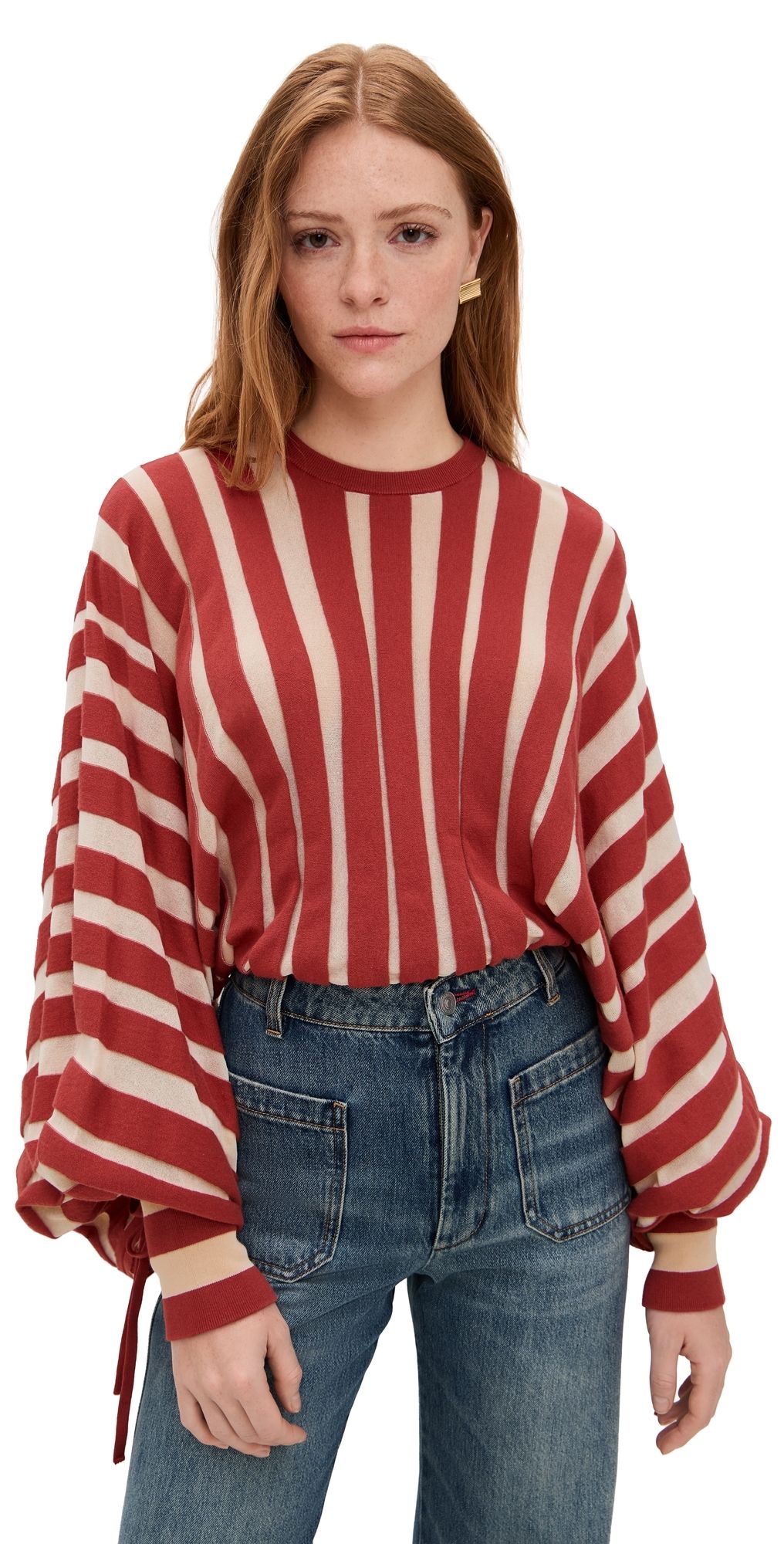Zimmermann Rebellion Drawn Sweater Red/Cream Stripe 1