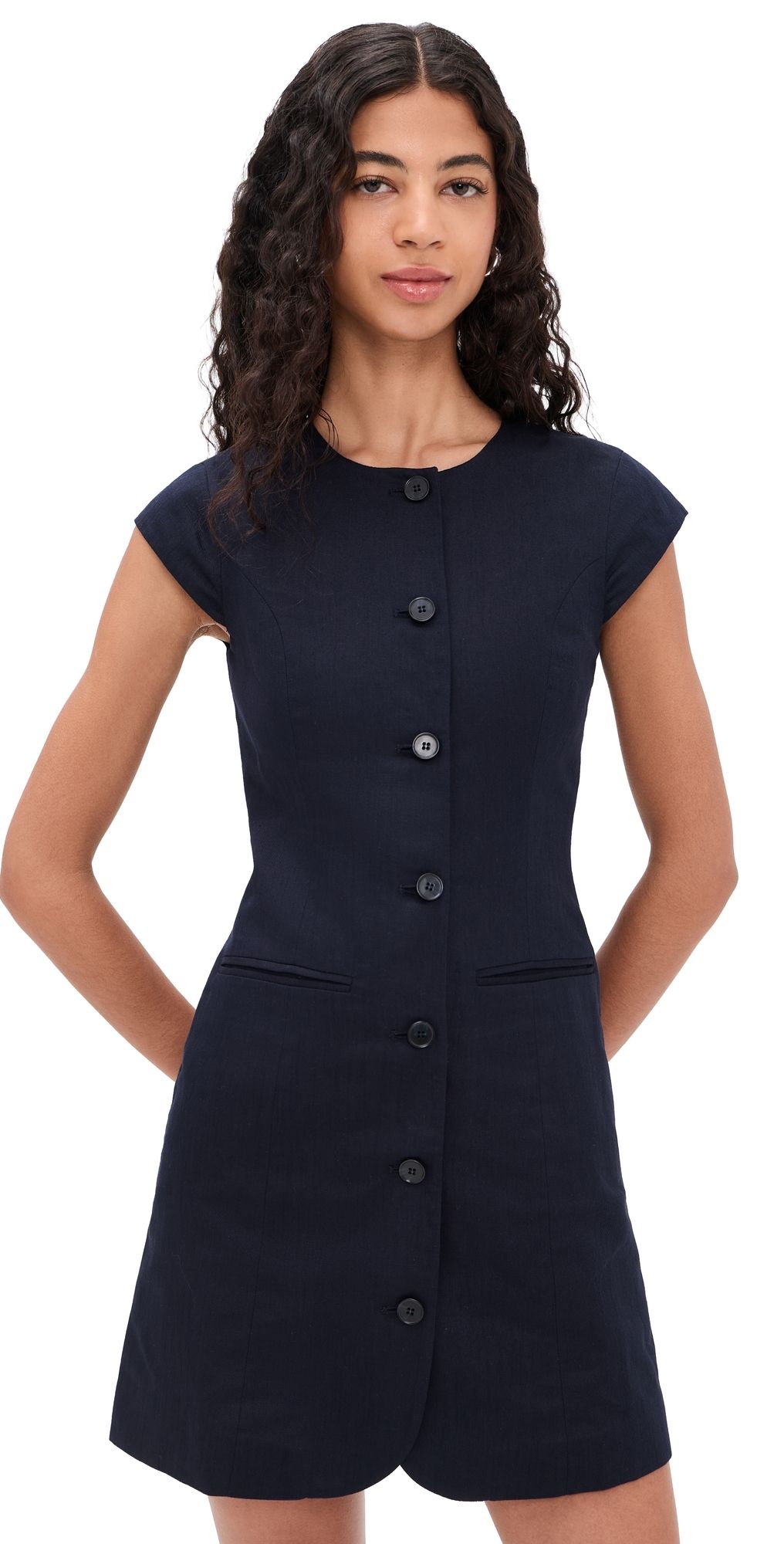ALIGNE Jennie Linen Mix Dress Navy 2