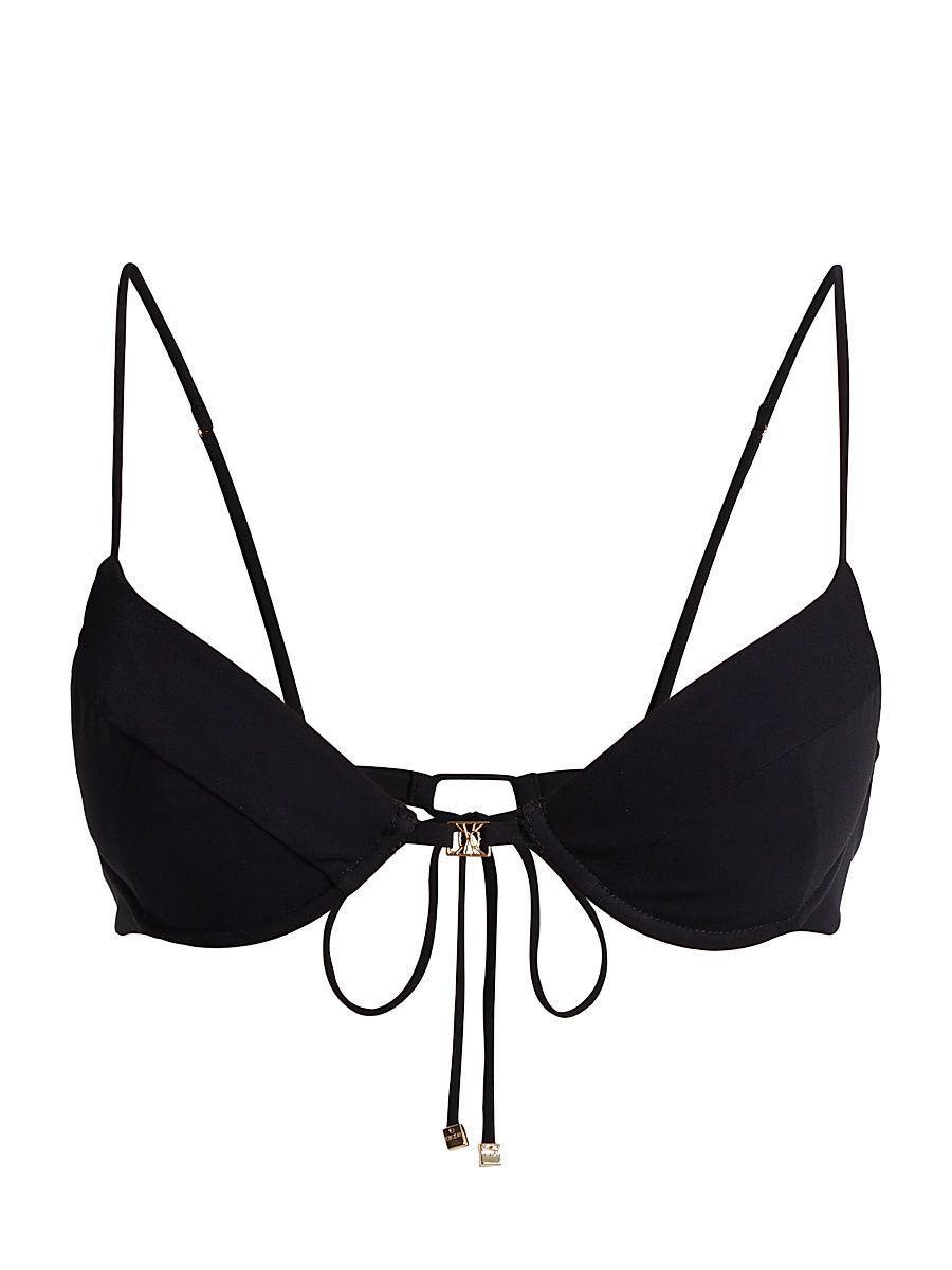 Women's Self-Tie Demi Bikini Top - Black - Size XL