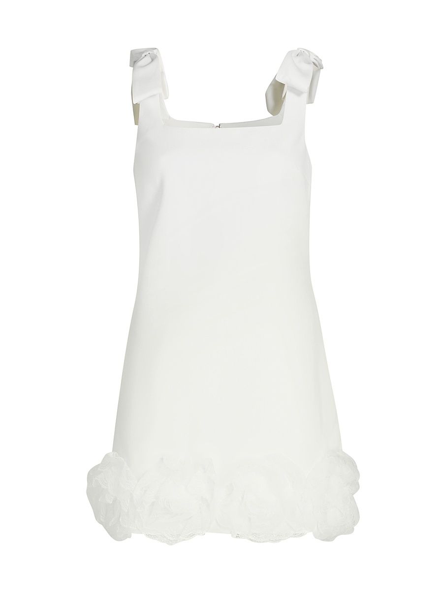 Women's Crêpe 3D Flower Minidress - White - Size 12