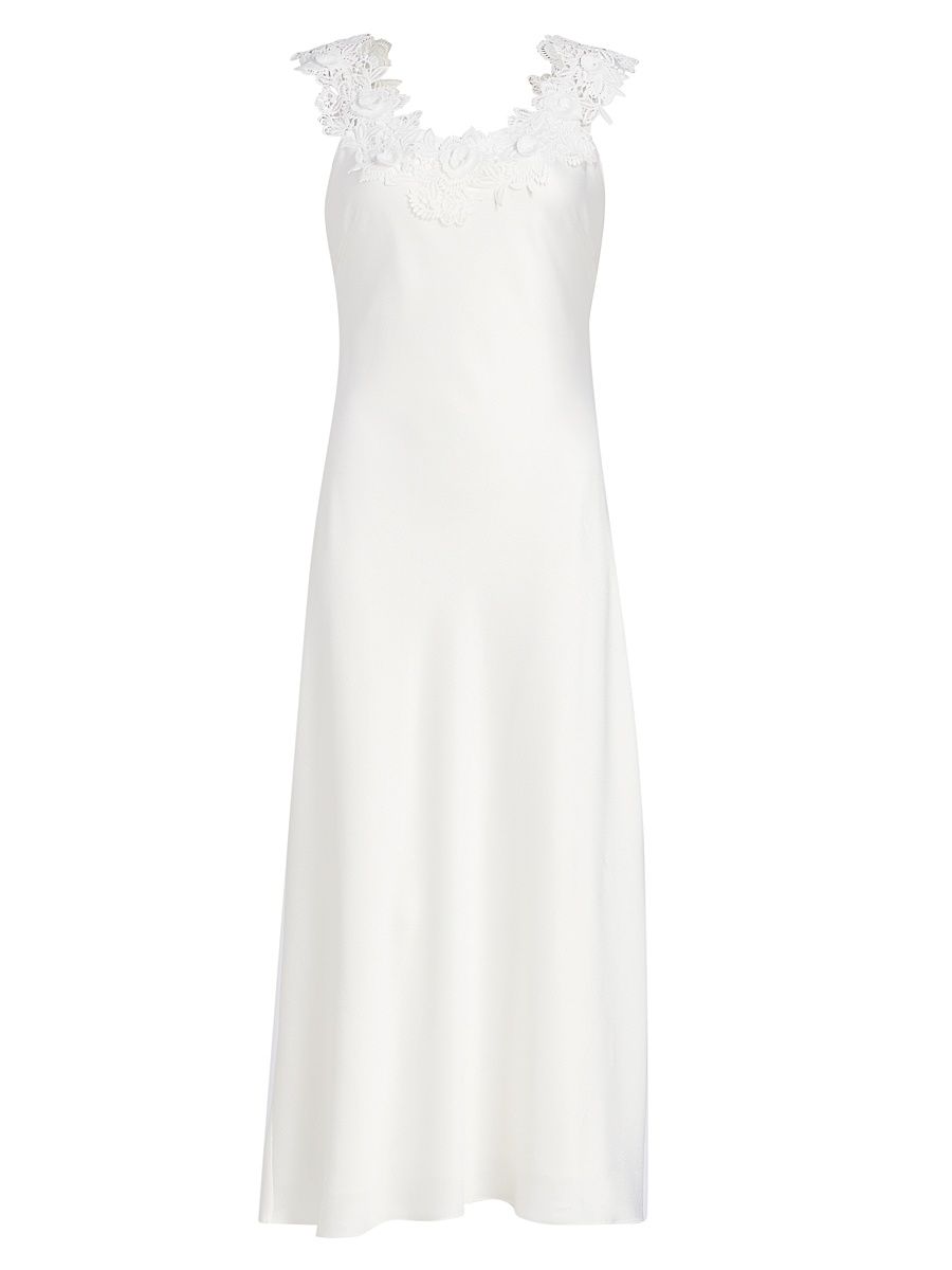 Women's Lala Hammered Lace Midi-Dress - White - Size XL
