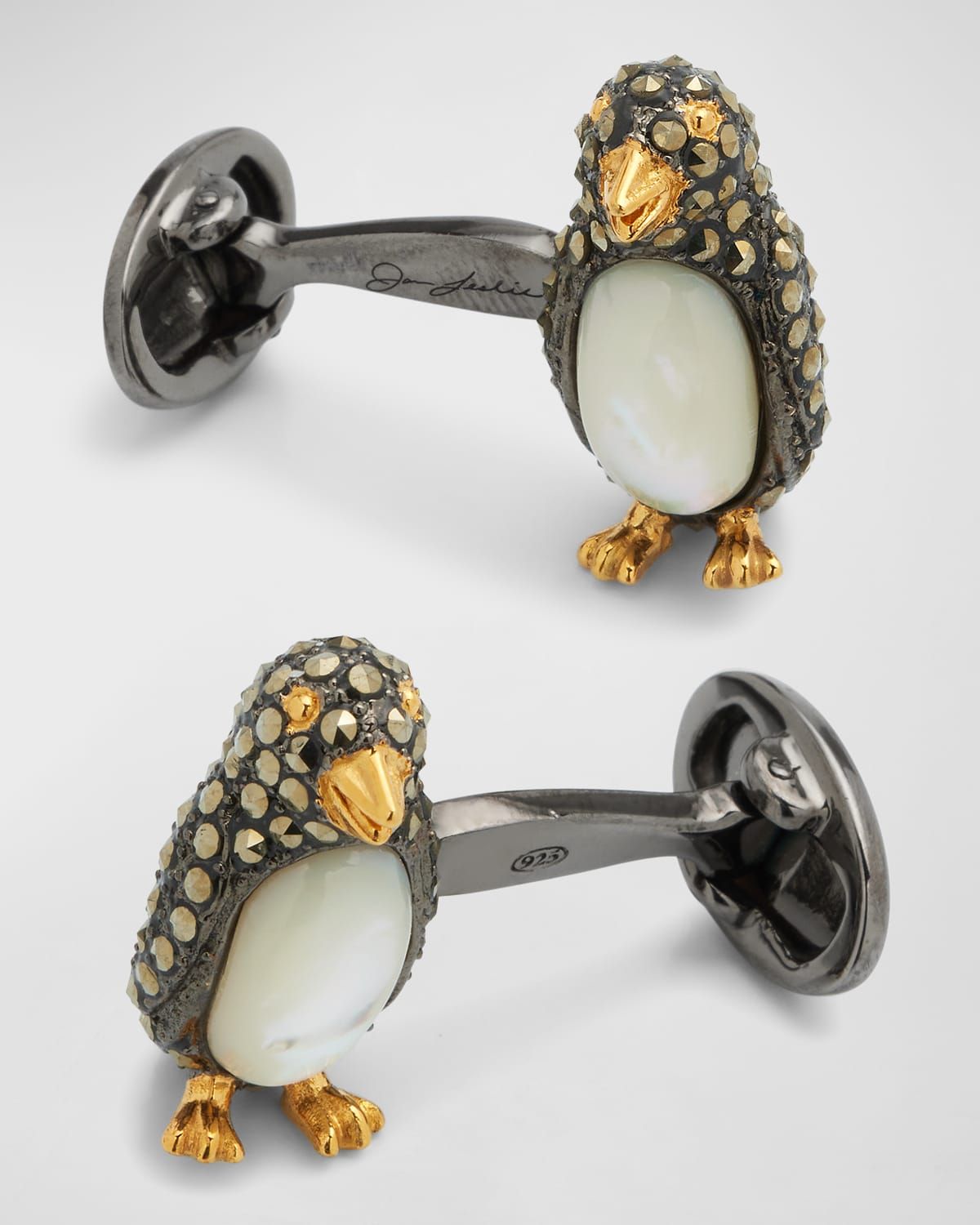 Marcasite %26 Mother-of-Pearl Penguin Cuff Links
