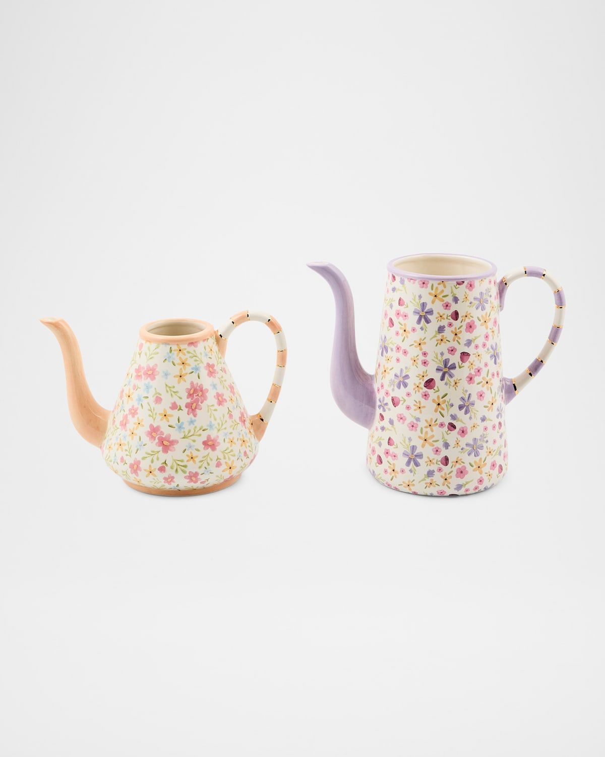 Posie Patch Ceramic Teapot Vases, Set of 2