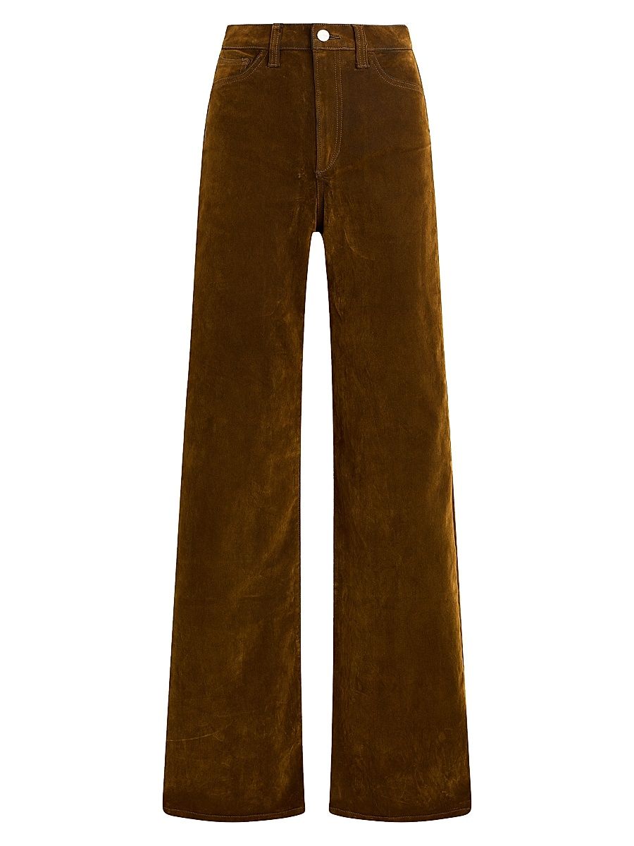 Women's The Mia Stretch Flocked Wide-Leg Jeans - Bronze Brown - Size 29