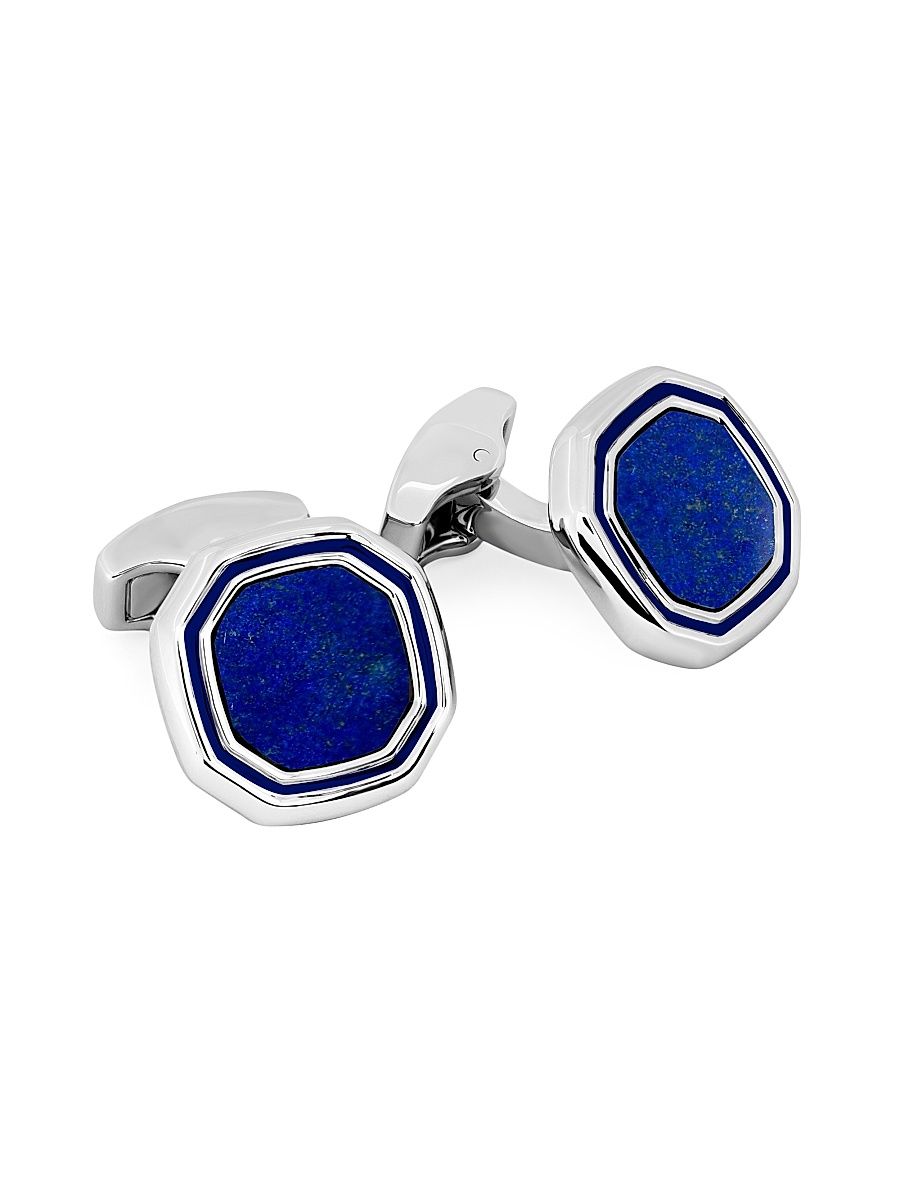 Men's Blue Enamel & Bronze-Plated Cufflinks - Blue