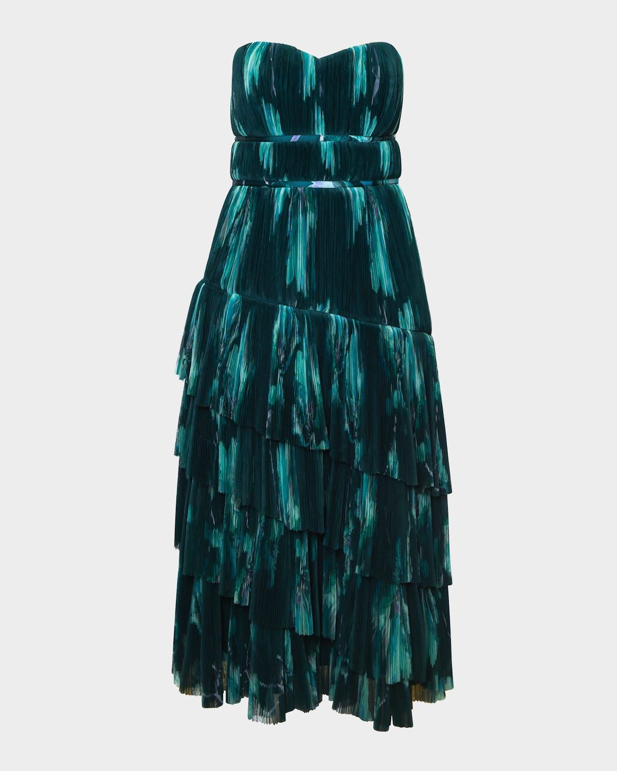 Lanza Strapless Pleated Tulle Gown