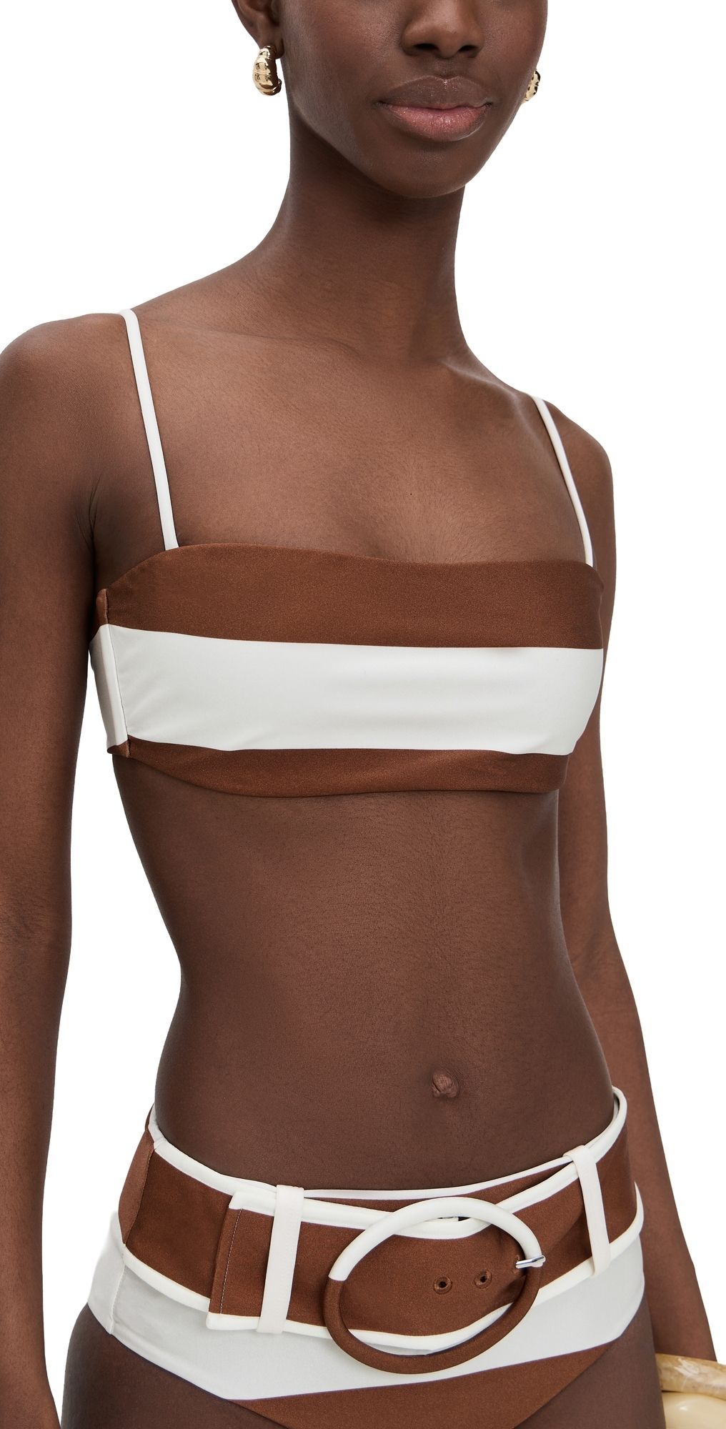 Cult Gaia Estrella Bikini Top Large Saddle Stripe S