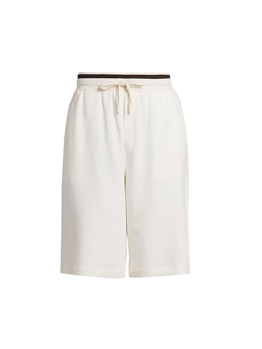 Men's Drawstring Cotton Bermuda Shorts - Bianco Naturale - Size 40