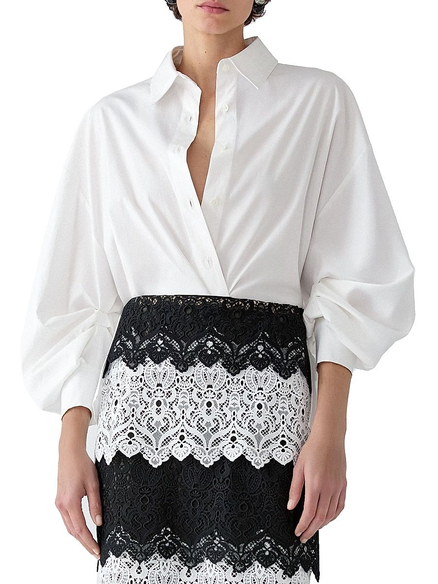 Women's Inverted Back Pleat Cotton Shirt - White - Size 12