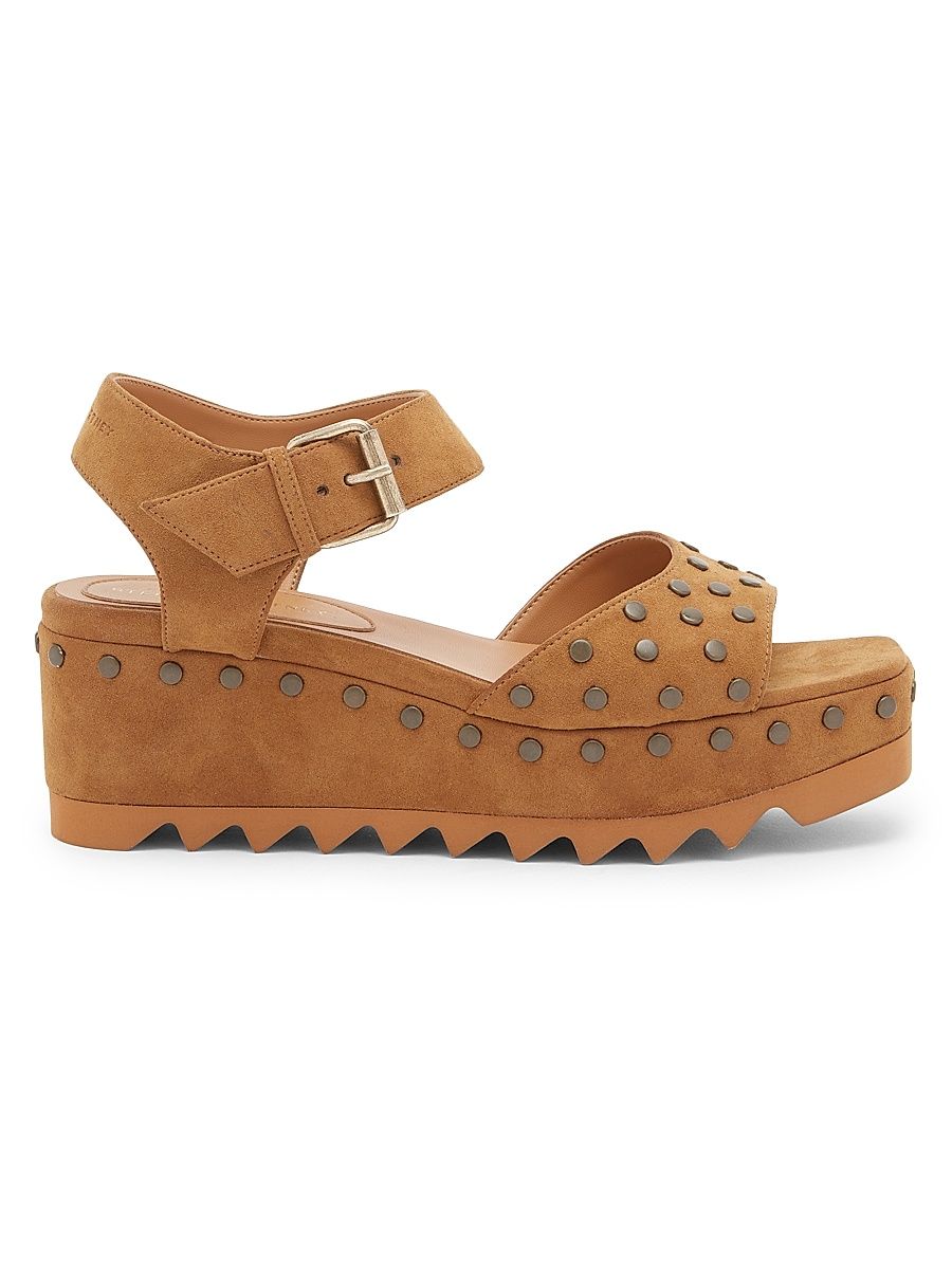 Women's Elyse Studded Faux-Suede Platform Sandals - Brandy - Size 11