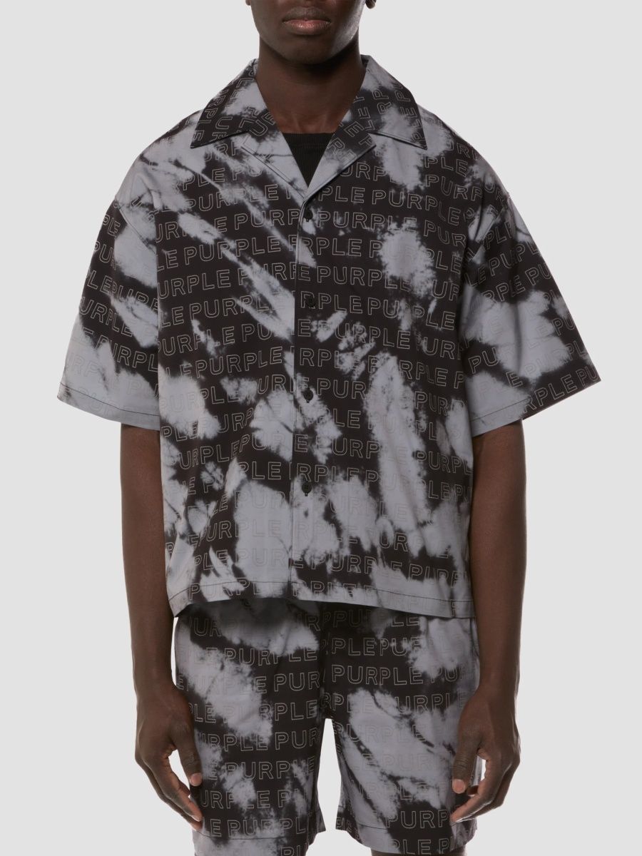 Purple Brand Men's Logo Tie-Dye Short-Sleeve Shirt - Black - Size XXL