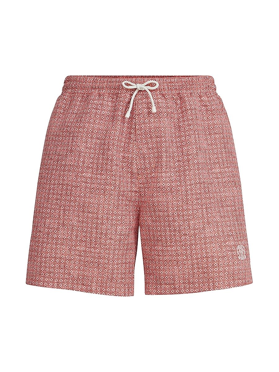 Men's Flower Print Nylon Swim Shorts - Apricot - Size XXL