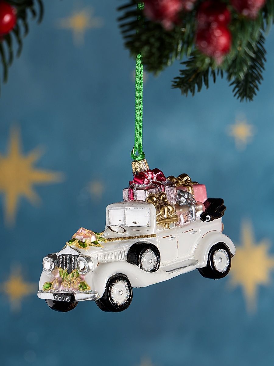 Just Married Car Glass Ornament