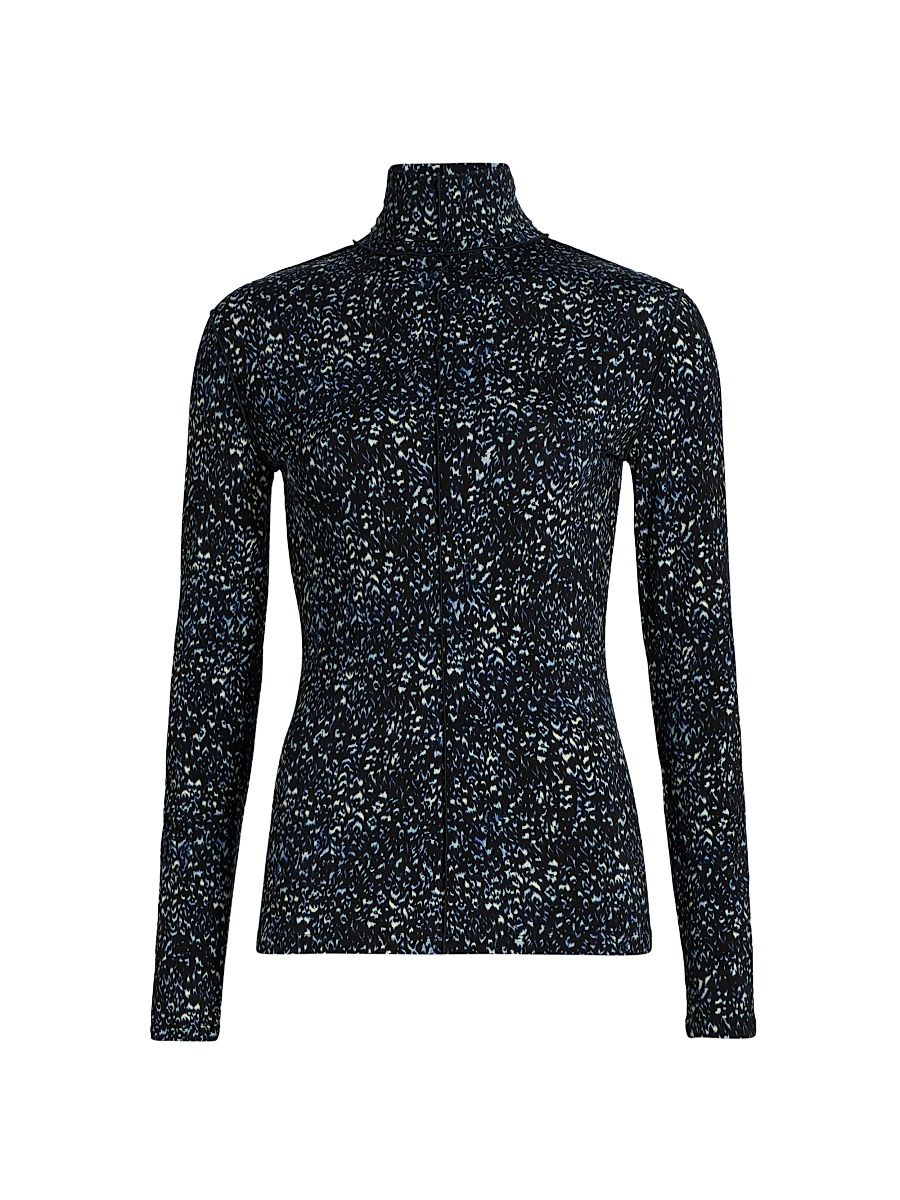 Women's Audrey Cheetah Print Top - Navy Multi - Size Large