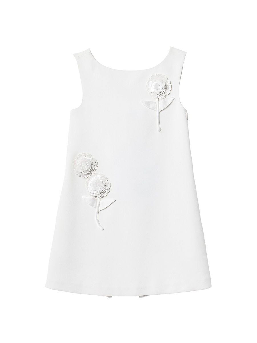 Little Girl's & Girl's Embellished Floral Crepe Minidress - White - Size 3