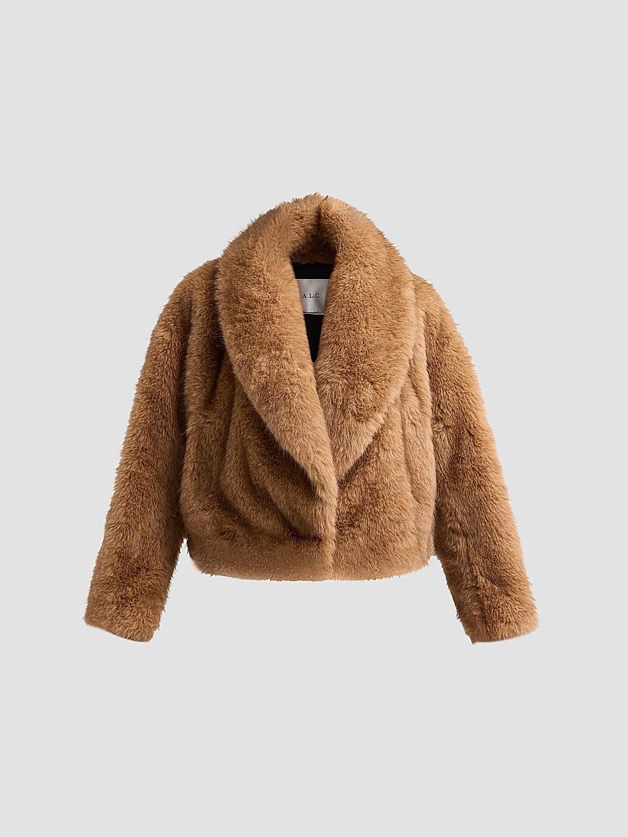 A. L.C. Women's Solange Faux-Fur Jacket - Tan Alpaca - Size XL