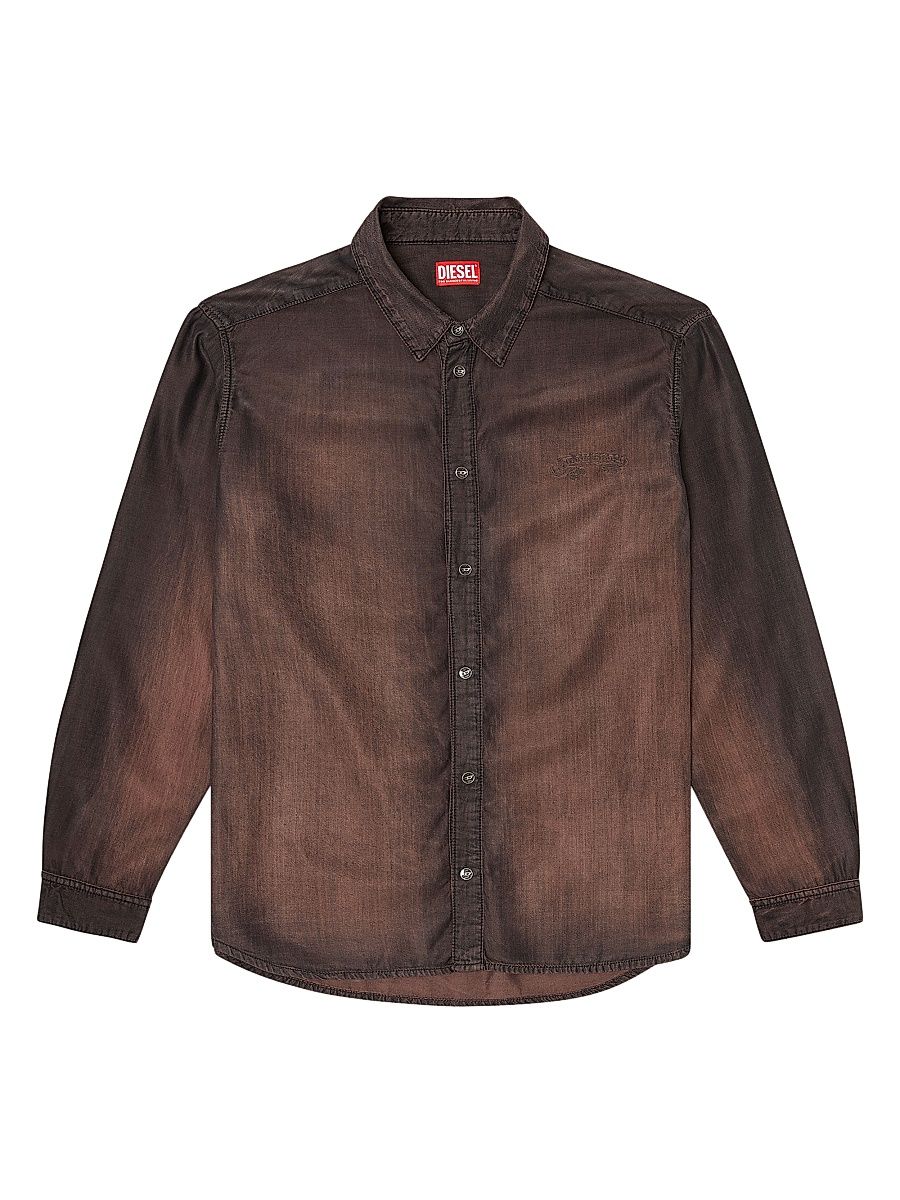 Men's Ombré Button-Front Shirt - Black Denim - Size XL