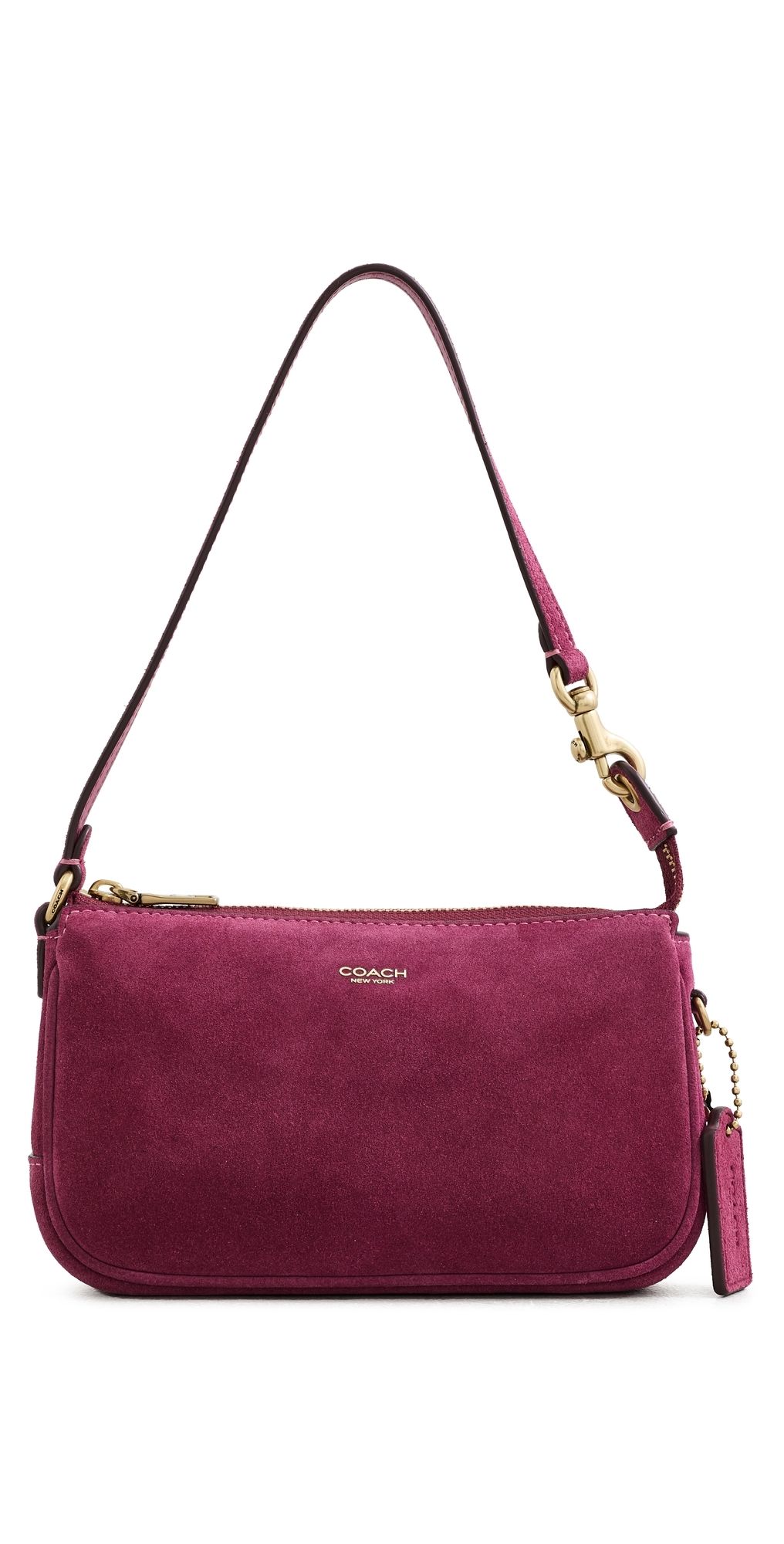 Coach Suede Plaza Shoulder Bag Dark Fuchsia One Size