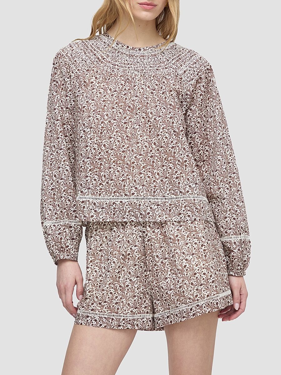 Women's The Skye Top - Ditsy Thistle White - Size Medium