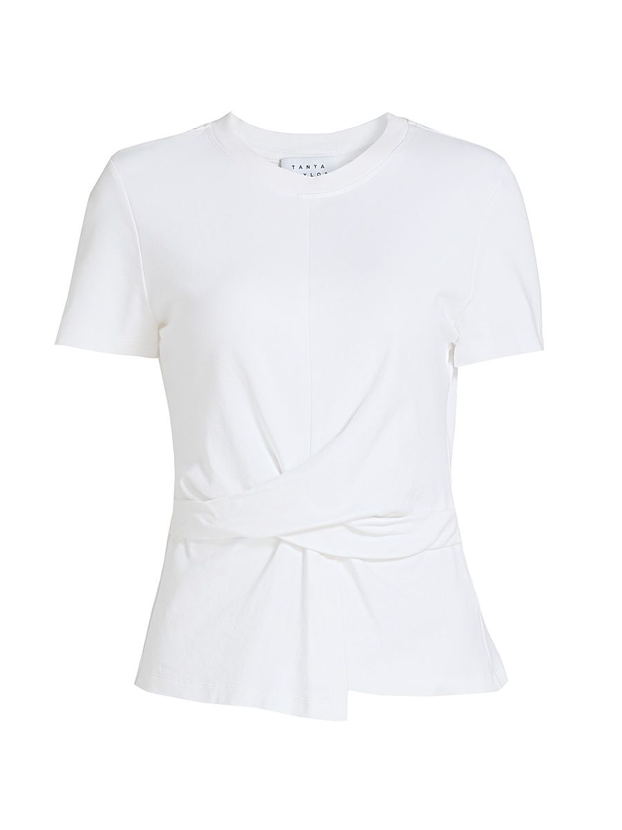 Women's Kelsey Crewneck Cotton Twist-Front Top - White - Size XS