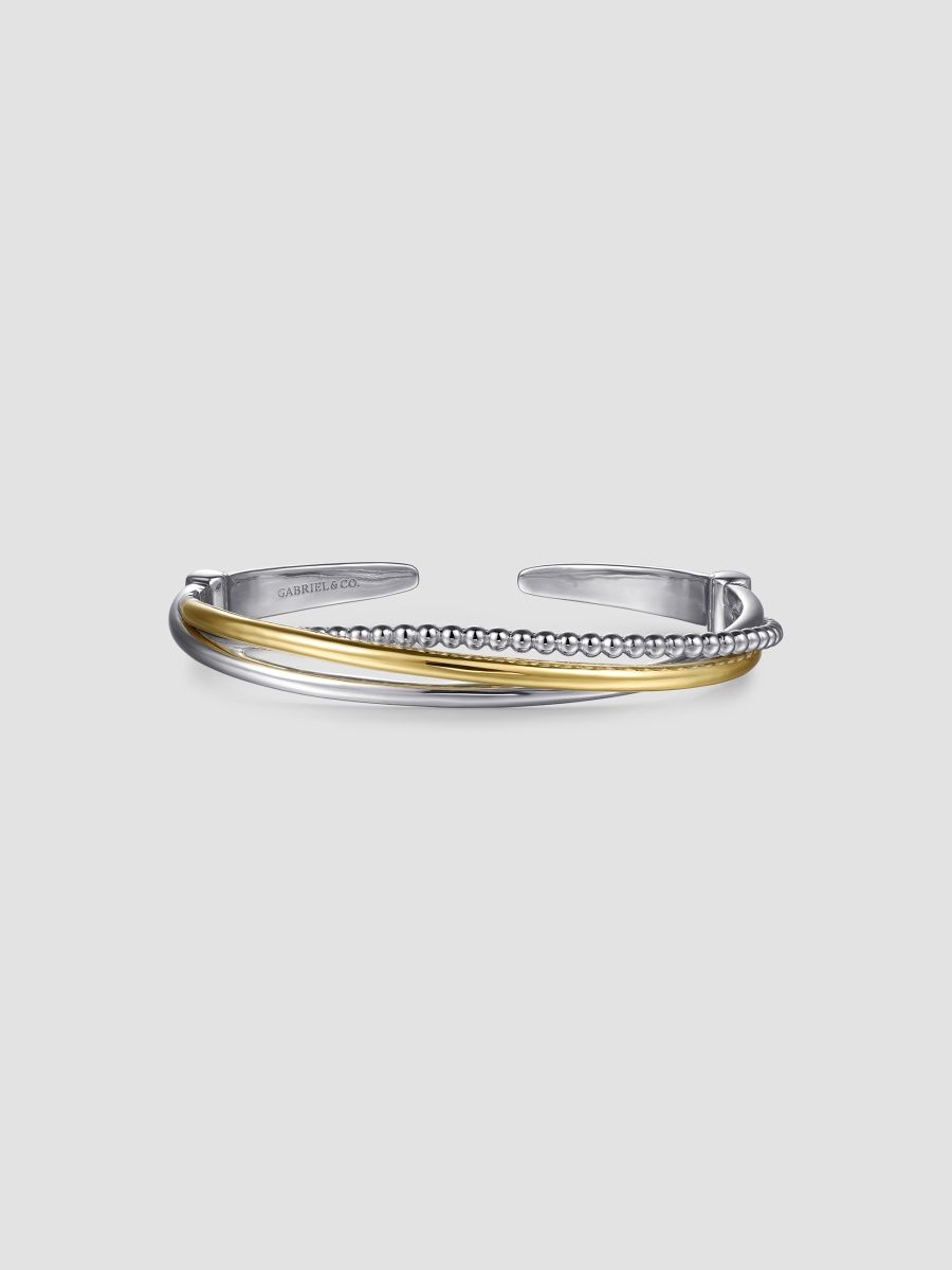 Gabriel & Co Women's Bujukan Sterling Silver & 14K Yellow Gold Triple-Band Cuff/6" - Two Tone