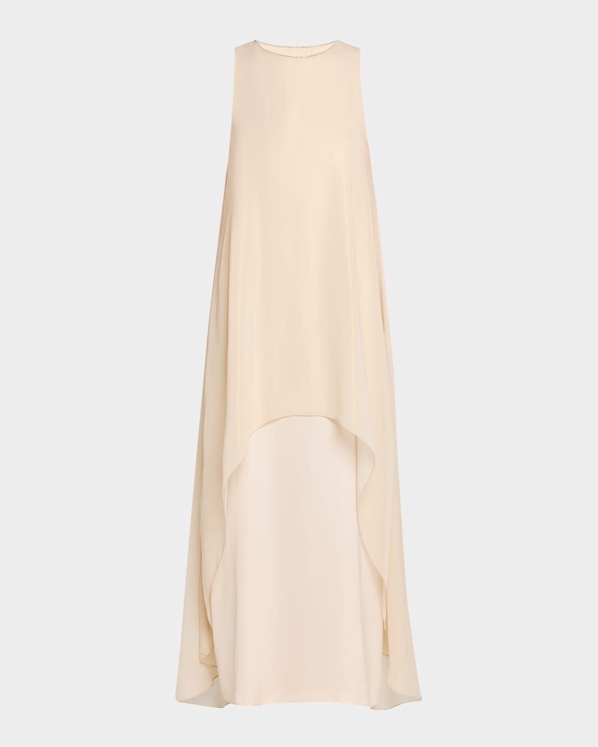 Sleeveless Chain-Trim Layered Maxi Dress