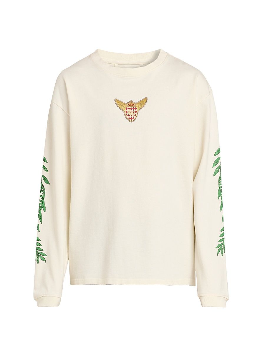 Men's Tripoli Wreath Graphic Long-Sleeve T-Shirt - Vintage White Green - Size XL
