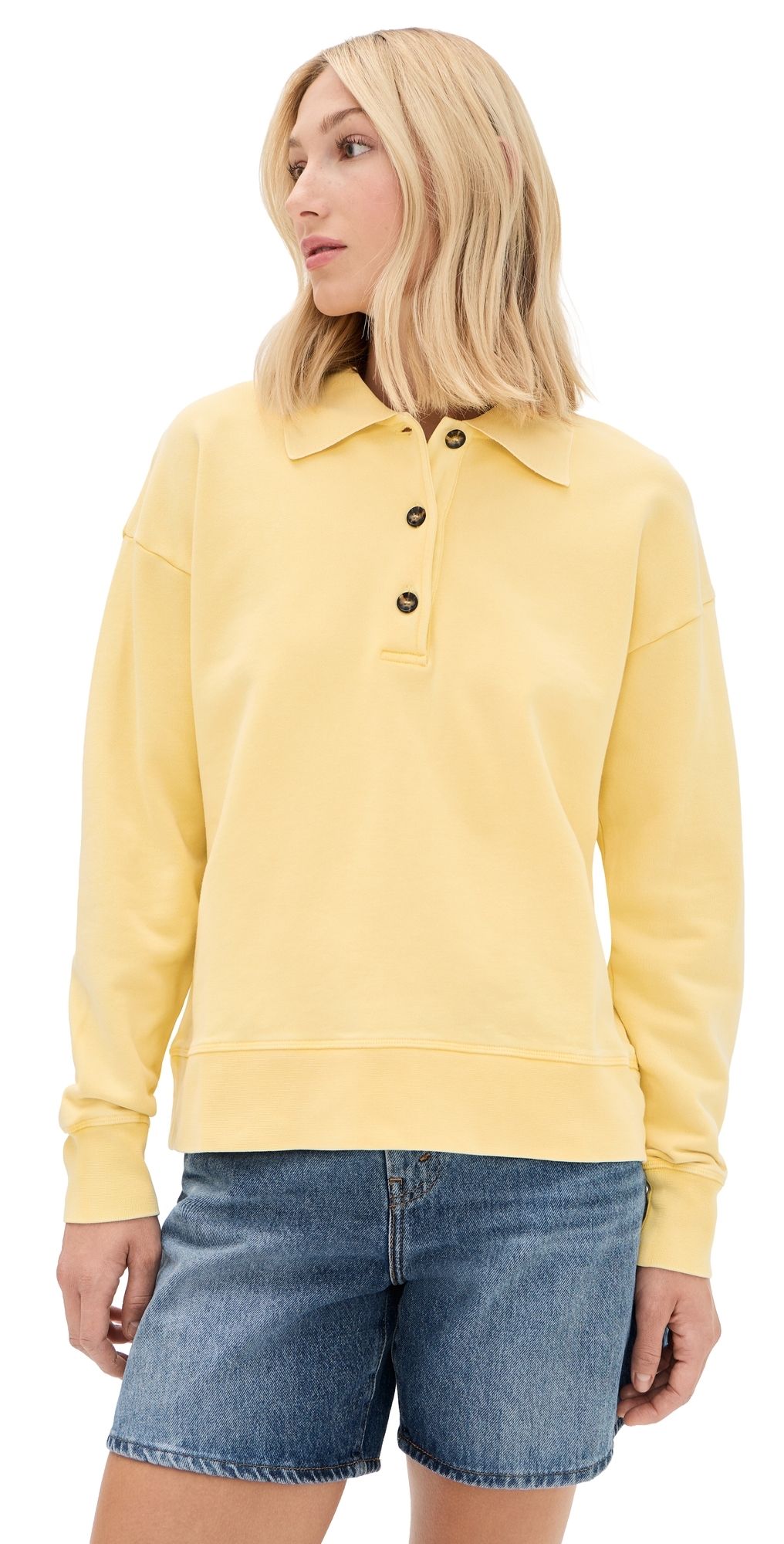 La Ligne Garment Washed Howard Polo Butter M