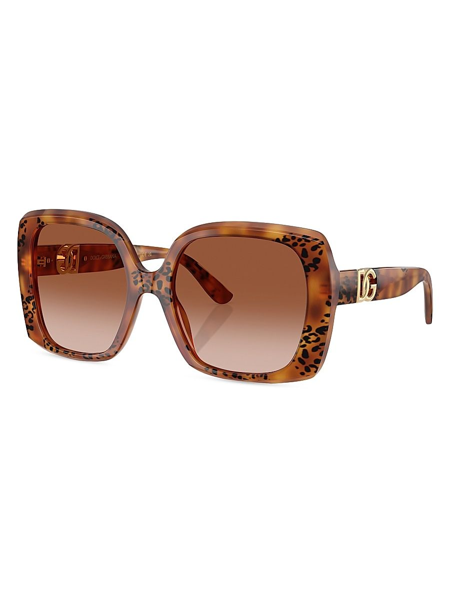Women's 56MM Square Sunglasses - Gradient Brown Light Havana