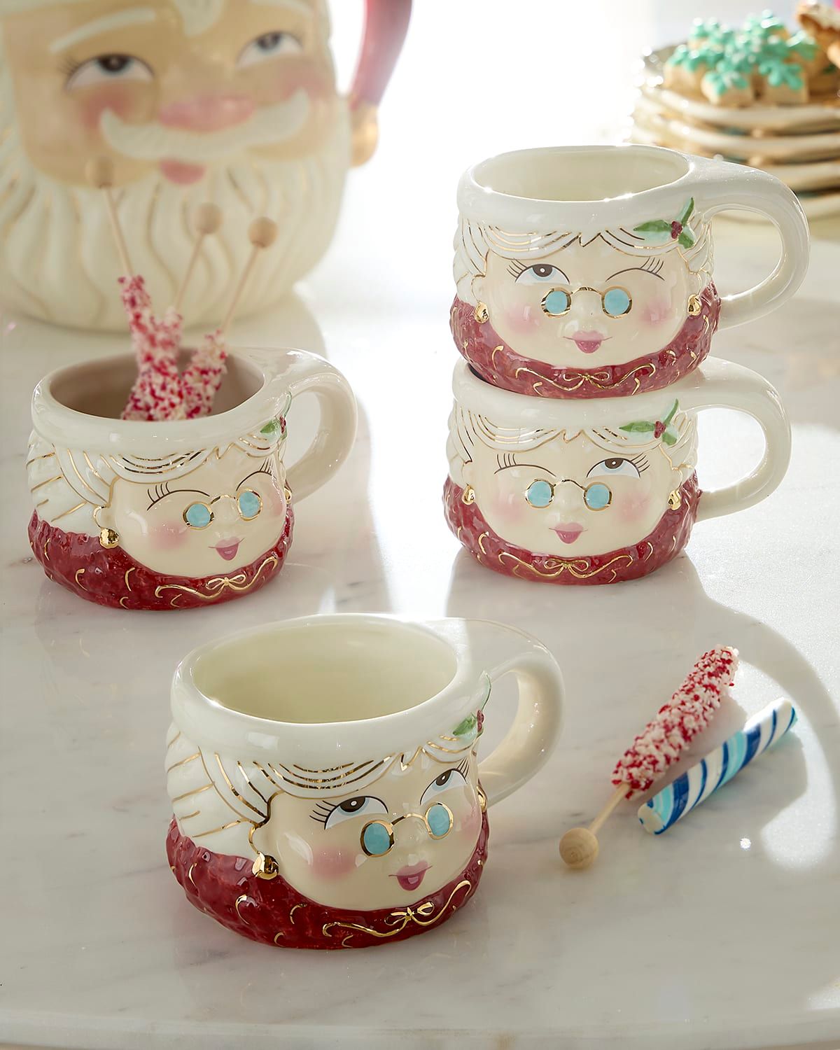 Mrs. Papa Noel 10 oz. Mugs, Set of 4