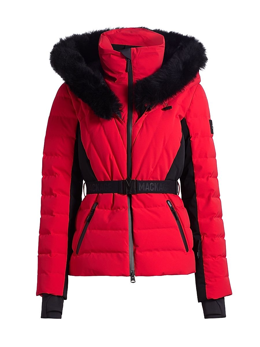 Women's Elita Belted Down Ski Jacket - Red - Size XL