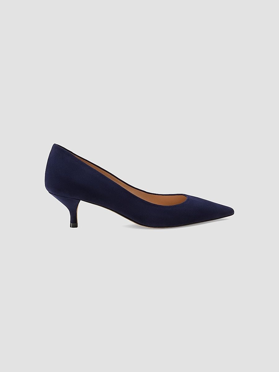 Stuart Weitzman Women's Power 50MM Suede Kitten-Heel Pumps - Nice Blue - Size 6