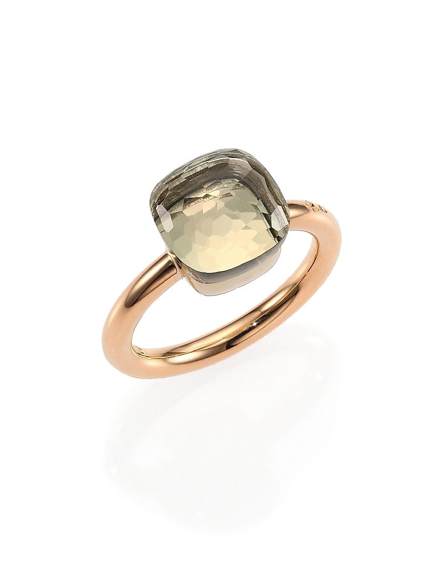 Women's Nudo 18K Rose Gold & Prasiolite Petite Square Ring - Green - Size 6.25