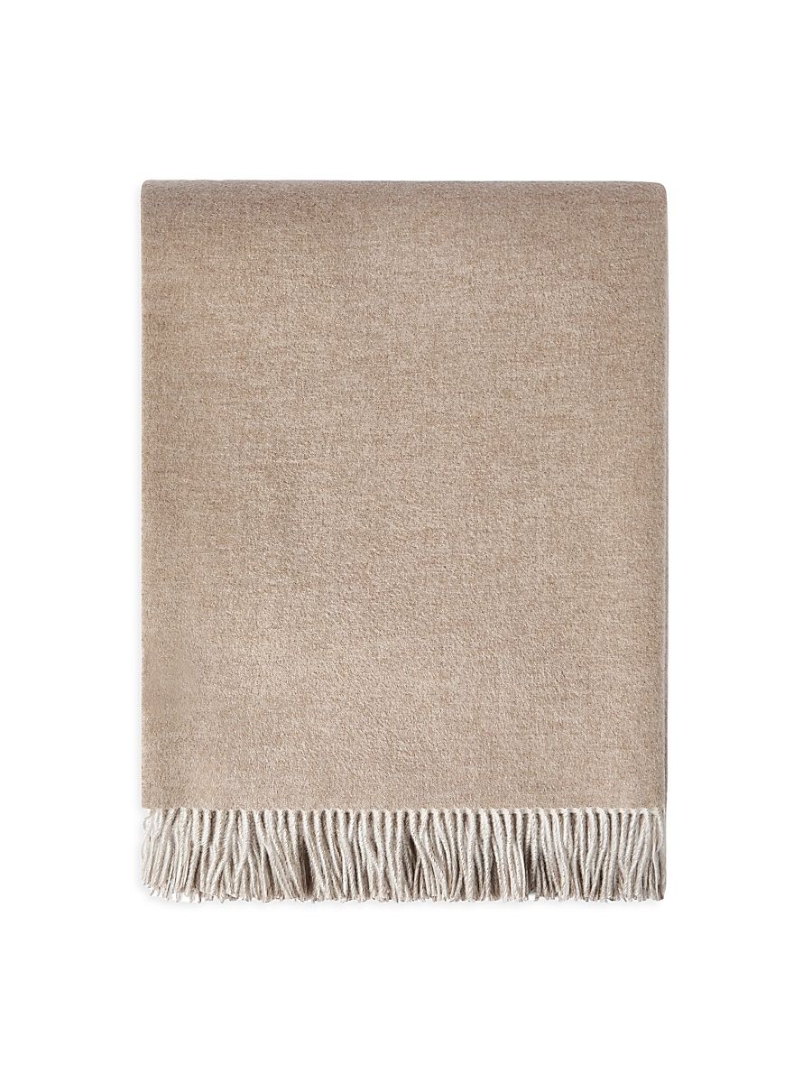 Cashmere Double Cloth Lightweight Throw with Fringe - Grey