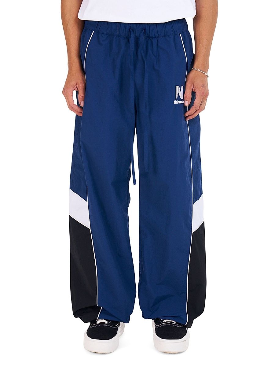 Men's Colorblocked Warm Up Pants - Cobalt Blue Nylon - Size XS