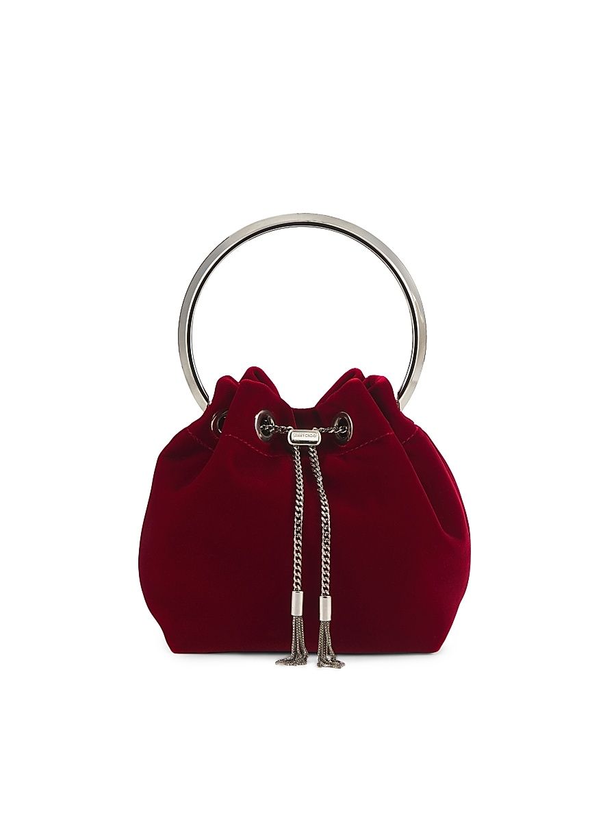 Women's Bon Bon Velvet Top Handle Bag - Ruby Red Silver
