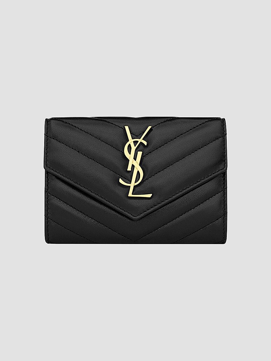 Saint Laurent Women's Cassandre Matelassé Small Envelope Wallet in Lambskin - Nero